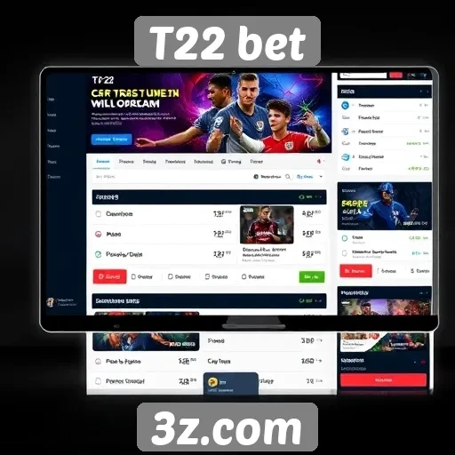 Interface do usuário no site T22 bet